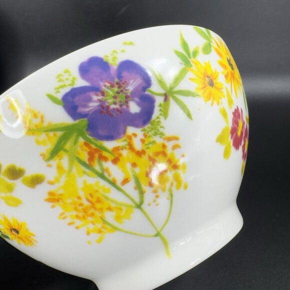 ANTHROPOLOGIE Ceramic Deep Dish Bowl Set 2 Dishes Bowls Flower Multicolor Pair - Picture 6 of 16